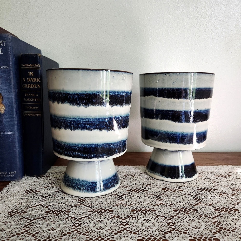 HomArt Striped Drip Galzed Planters Vases
